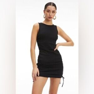 Good American Ruched Tank Mini Dress in Black, size 3 NWT! Love Island Themed